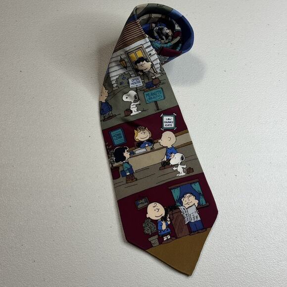 Peanuts "Mortgage Sweet Mortgage" Tie Silk Snoopy Charlie Brown Realtor Vintage - Picture 4 of 14
